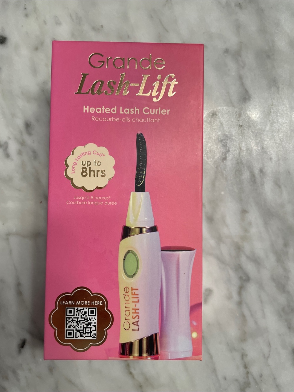 Grande Lash-Lift Heated Lash Curler - Pink & White with Gold Accents